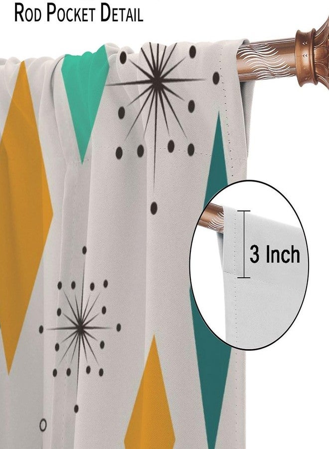 YCness Mid Century Curtains, Modern Diamond Pattern Print Window Treatments for Living Room Bedroom Nursery Kitchen, Absctract Geometric Retro 1950S 1960S Drapes 2 Panel Sets,42x45 Inch Decor - Image 4